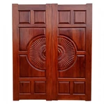 12-Panel Kiln Dried Solid Semi-Circle Mahogany CNC Double Door 6ft x 7ft